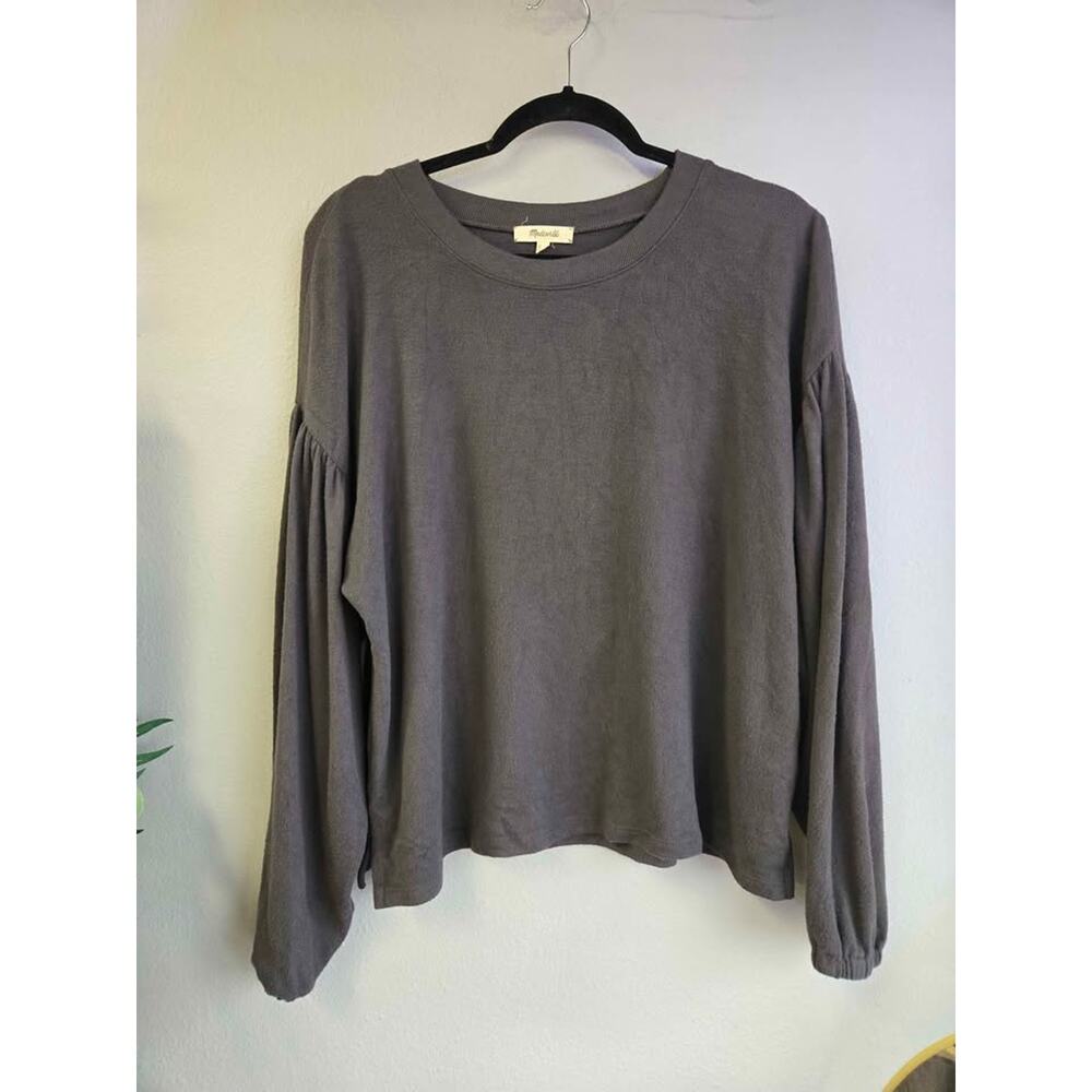 Madewell MWL Betterterry Puff Sleeve Sweatshirt Charcoal‎ Gray Loungewear Size M